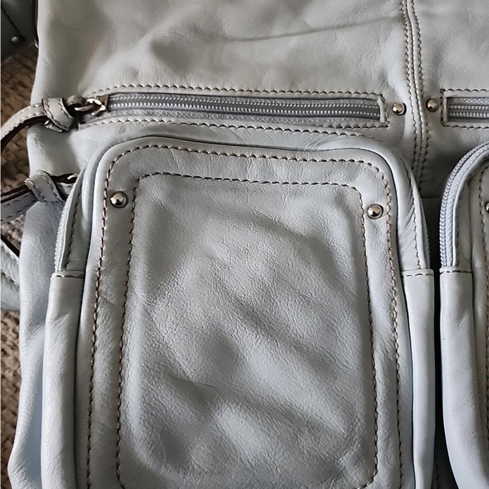 Tignanello Womens Real Leather Light Grayish Large Shoulder Bag - Picture 2 of 8